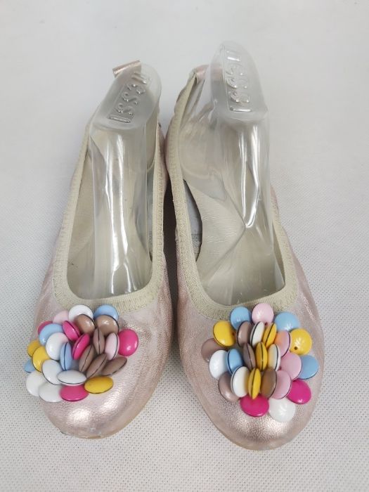 Skórzane balerinki R.POLAŃSKI różowe przecierane 37 półbuty baletki