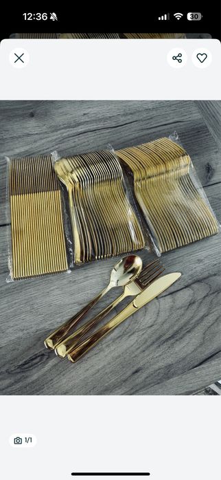 Zestaw plastikowych zlotych sztućców 60 szt