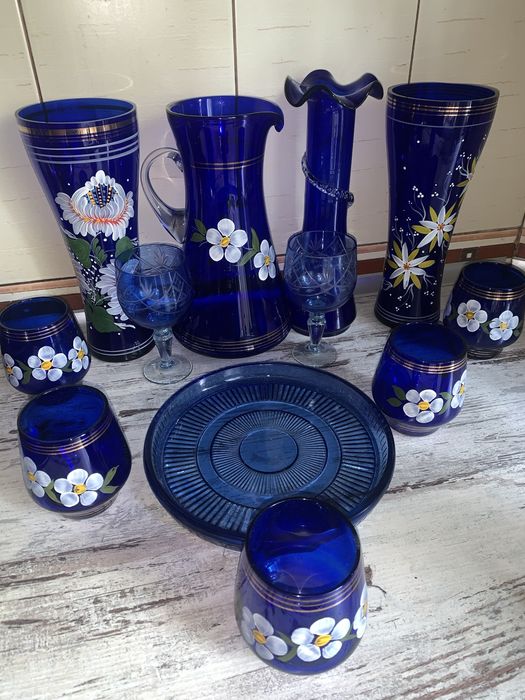 Кувшин ваза шкатулки стаканы  блюдо  кобальт