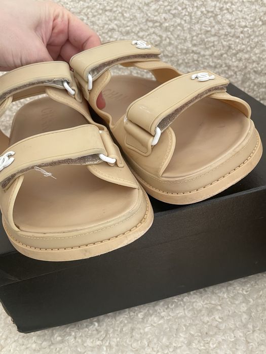 Sandaly gumowe chanel bezowe 39 40 Dad sandals