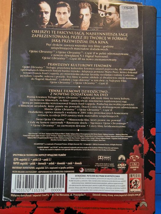 The Godfather The Coppola Restoration Metalowe DVD