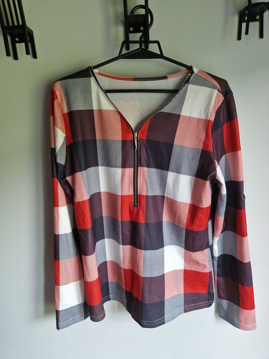 Bluzka na długi rękaw w kratkę roz M 38