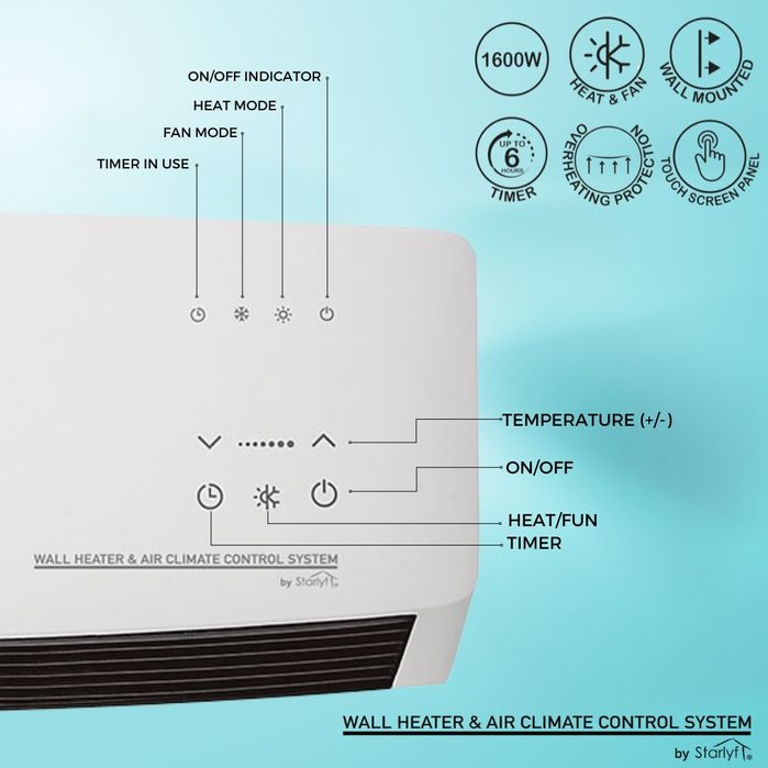 2-in-1 Wall Heater (Min 22°C, Max 35°C)64284398042755122
