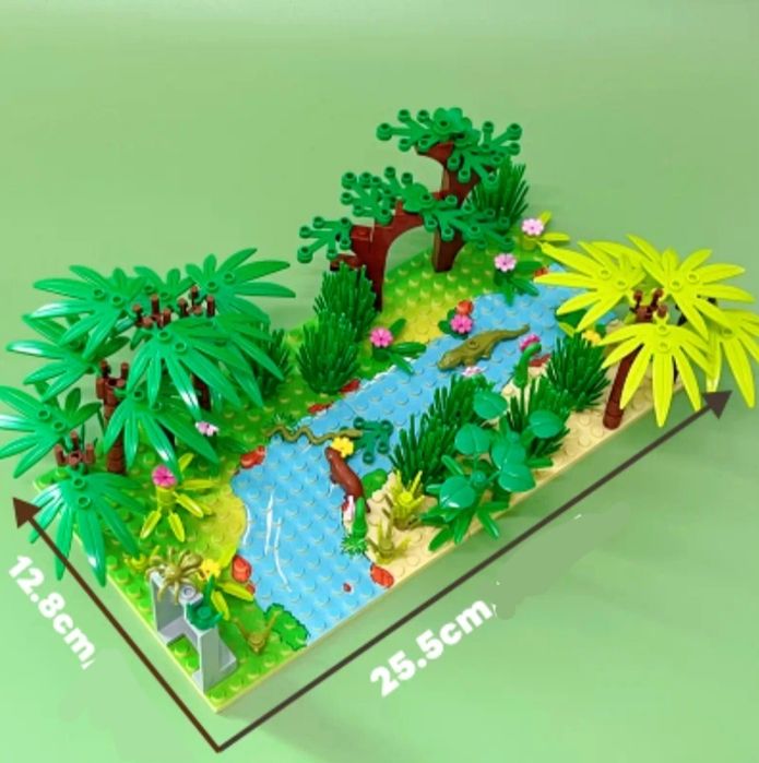Nowe klocki zestaw Las deszczowy kompatybilne z Lego klocki zwierzęta drzewa rośliny