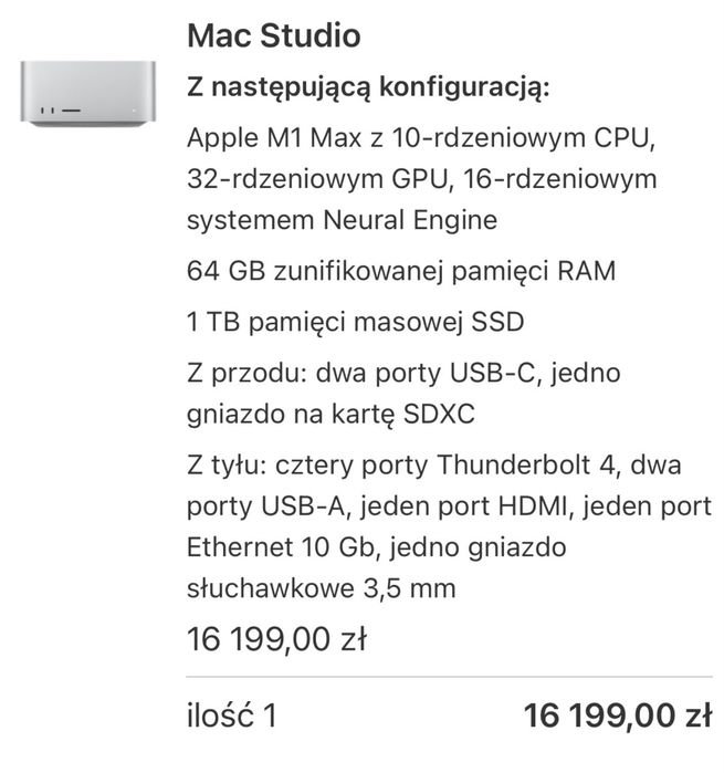 Mac studio M1 Max 64GB RAM 1 TB