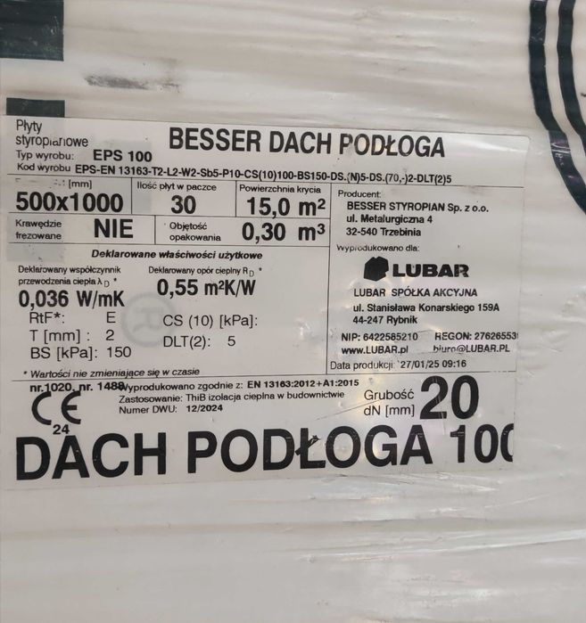 Styropian EPS100 2cm 1cm