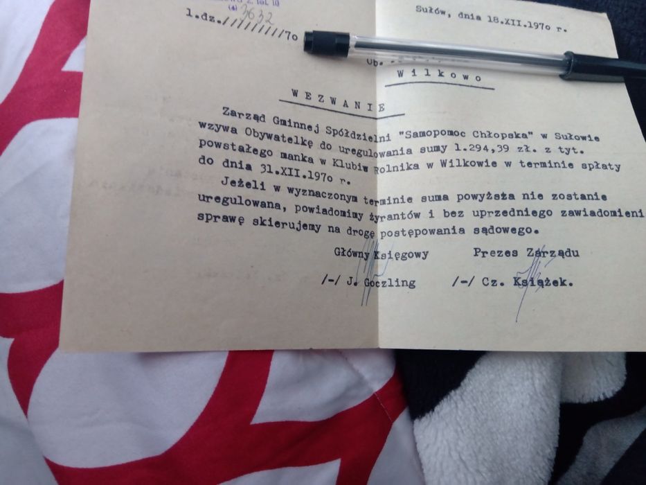Dokument 1970r wezwanie