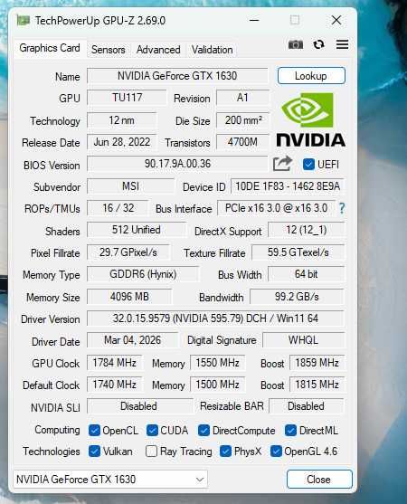 Відеокарта MSI GTX 1630 4GB VENTUS XS OC