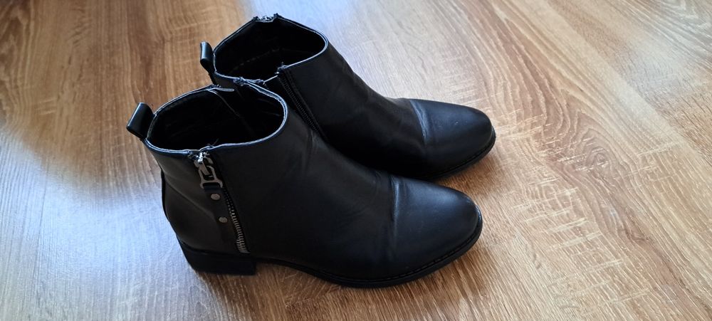 Kozaki, buty za kostke, 36, czarne, bootki