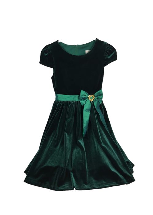 Бархатное платье с поясом из тафты брошь в банте, молния сзади