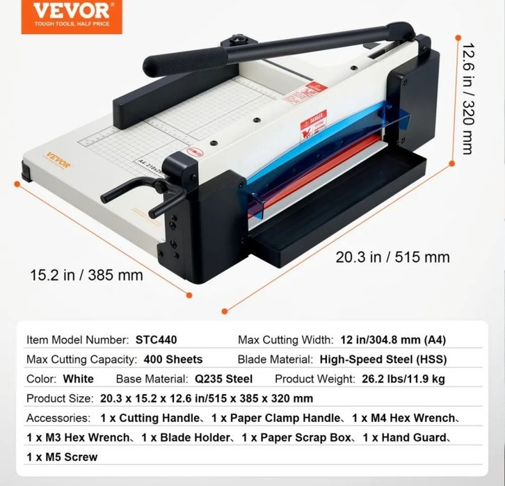 Paper Cutter 12" A4 Guilhotina Cortadora de Papel