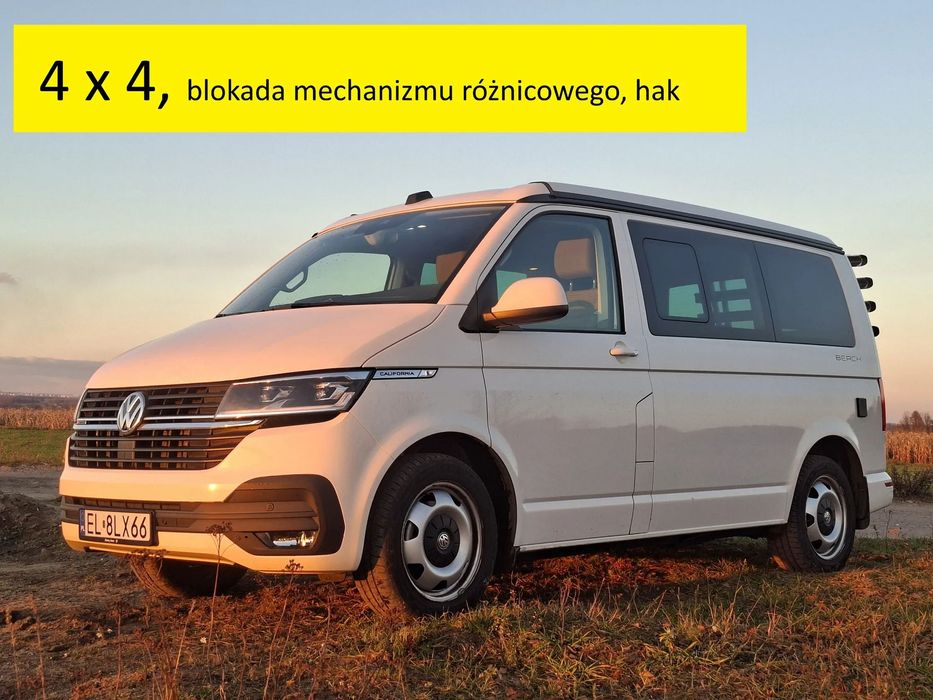 Volkswagen California T6.1  California Beach, 150 KM, 4X4, blokada mechaniczna mostu, wzmocnione z