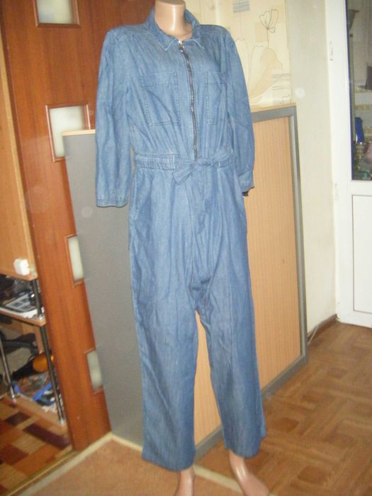 Комфортный джинсовый ромпер с длинным рукавом, размер 18 - ХL - 52