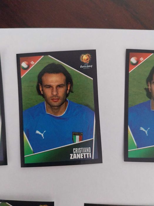 Lote 5 cromos autocolantes, Euro 2004, futebol, Itália, jogadores
