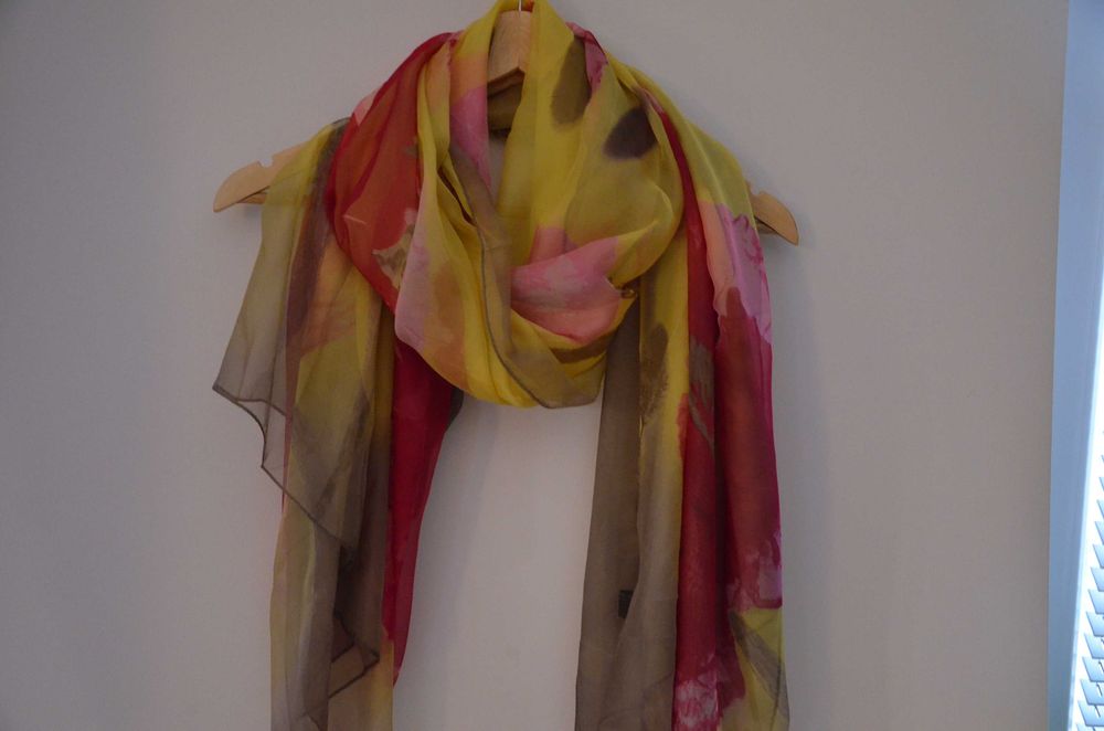 duży szal/chusta/pareo kwiaty silk feeling poliester