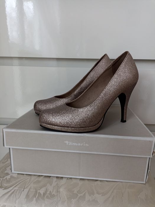 Brokatowe czułenka Tamaris r.38- nowe