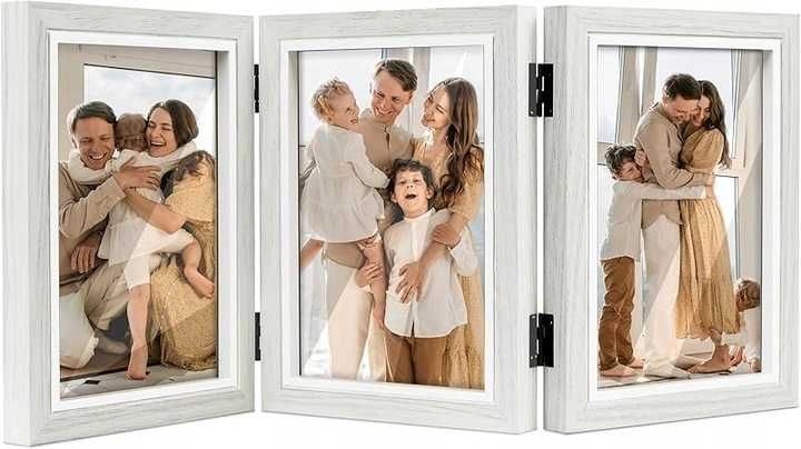 Potrójna składana ramka na zdjęcia 13x18 cm Shampsen – biała