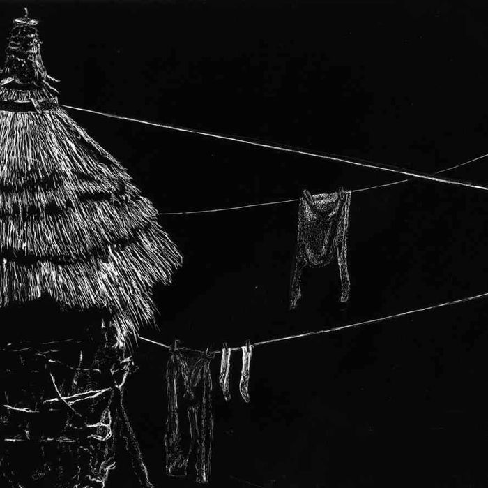 Desenho scratchboard de espigueiro de Soajo inspirado Norte Portugal