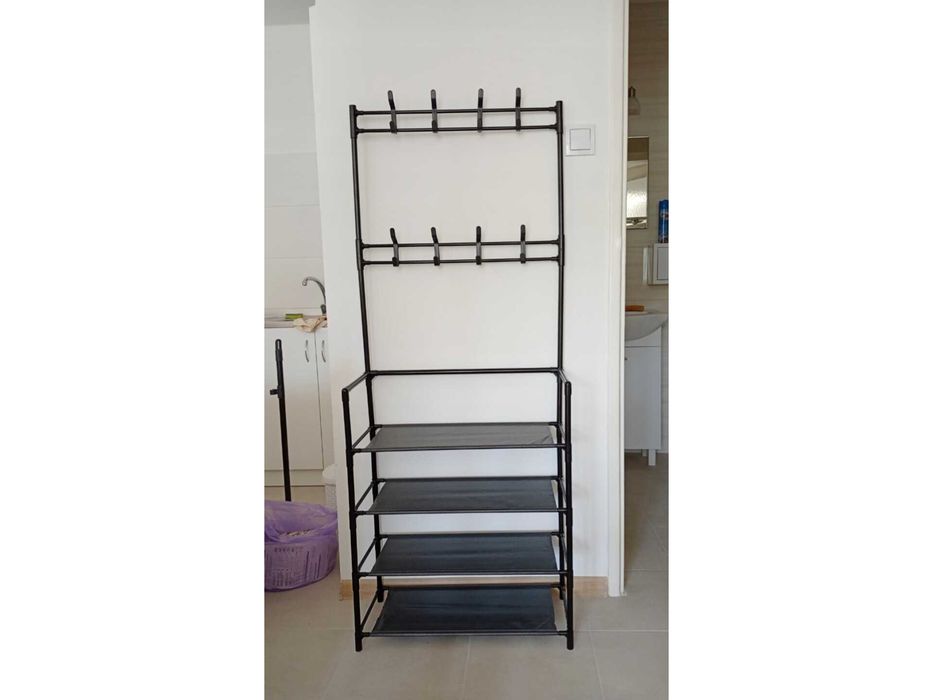 Szafa Wieszak na Ubrania Stojak na Buty Regał Garderoba Duża Półki