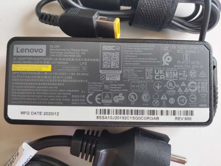 Новый оригинальный блок питания Lenovo A17-065N2A 20V 65W 3.25A