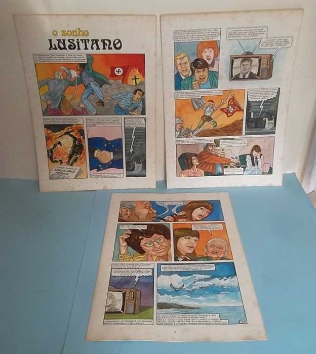 "O Sonho Lusitano" - BD em 3 pranchas ORIGINAIS por Francisco Silva