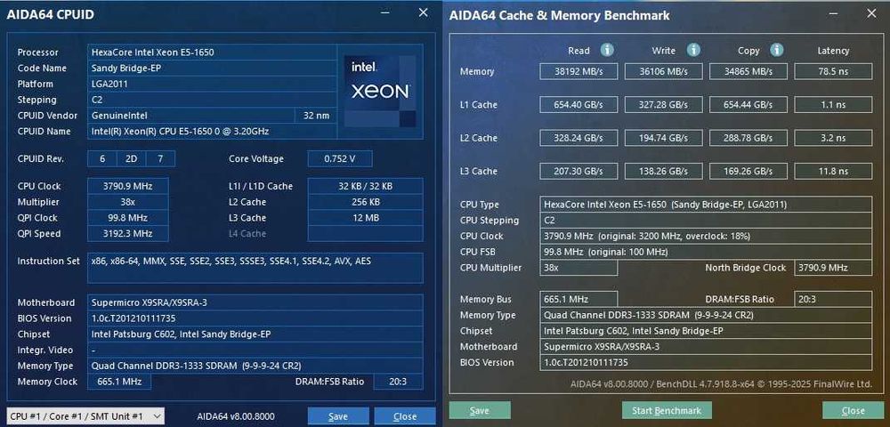 Материнская плата Supermicro X9SRA + Intel Xeon E5-1650 3,2 GHz + кулер (Socket 2011) Гарантия 1 год