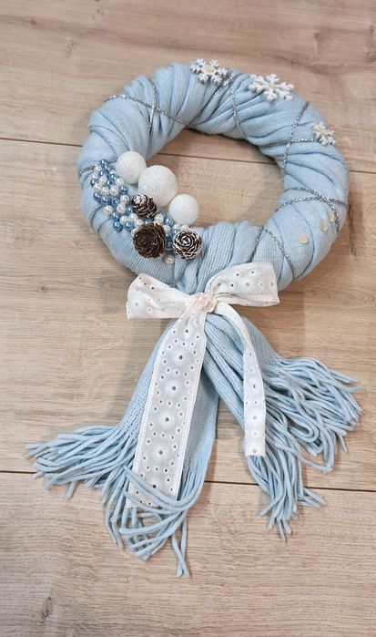Hand made * wieniec świąteczny * ozdoba świąteczna * NIEBIESKI