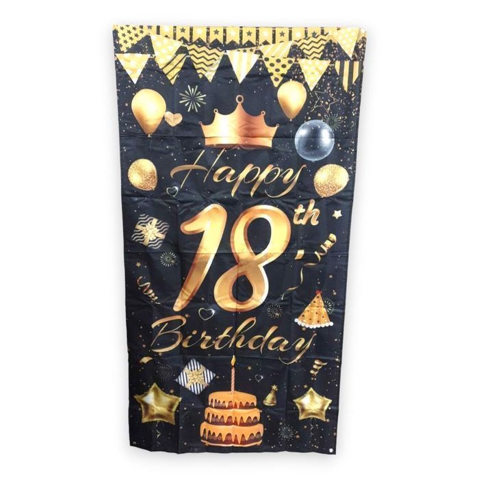 Dekoracje Na 18 Urodziny Czarne Złoto Baner