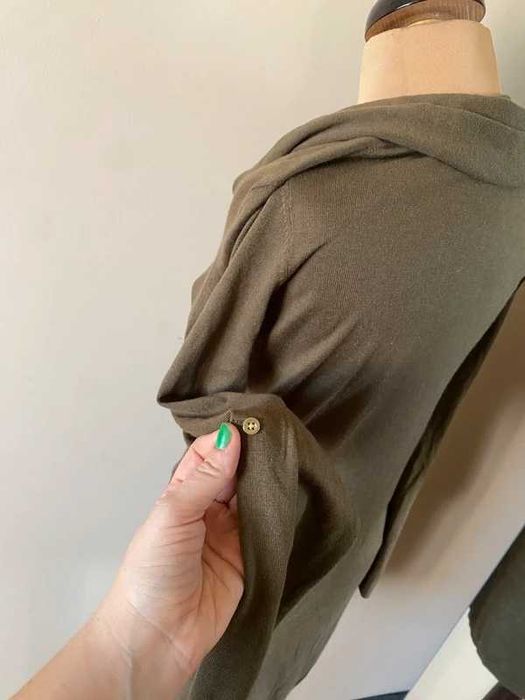 Jedwab kaszmir 36 38 braz khaki sweter tunika sukienka massimo dutti