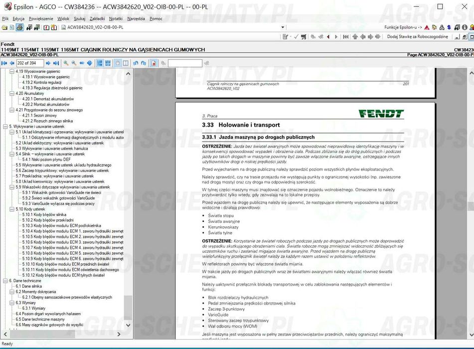 AGCO Epsilion 2022 Katalog Części Pakiet Instrukcja Napraw Maszyny Rol