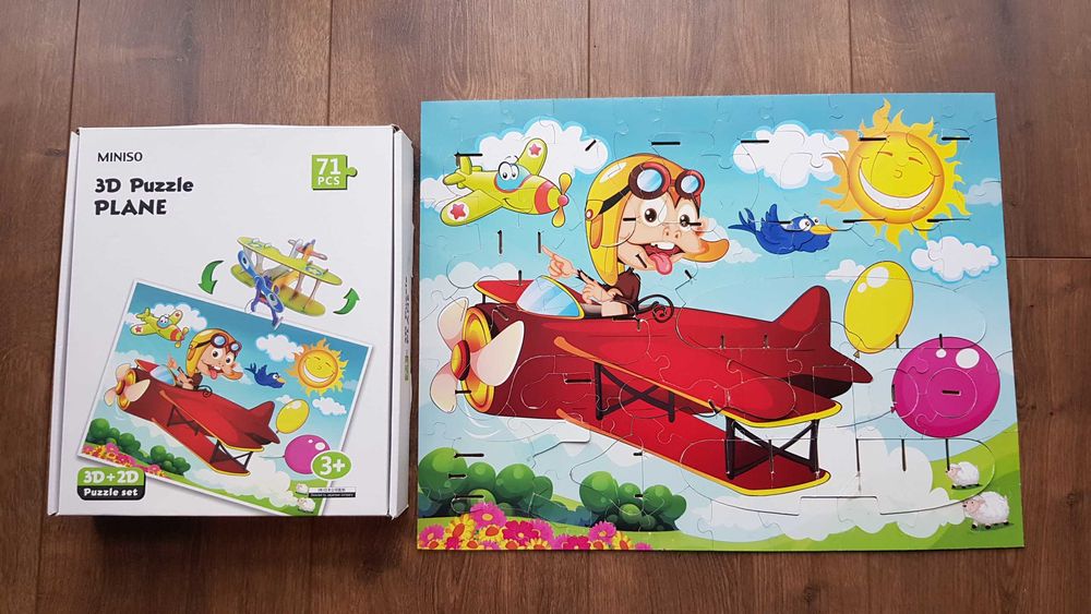 Пазл 3D Pazzle Plane Miniso (71 частиц) 2D/3D пазл самолет. В коробке!