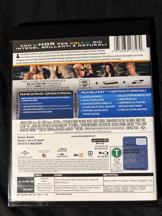 Fast and Furious Blu ray e 4K