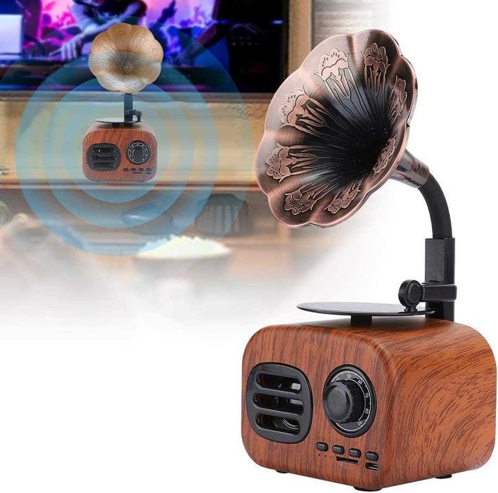 ZESTAW Odtwarzacz radiowy RETRO  w kształcie gramofonu BLUETOOTH sd
