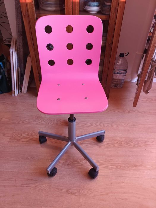 Cadeira rosa escritório criança ajustável Ikea