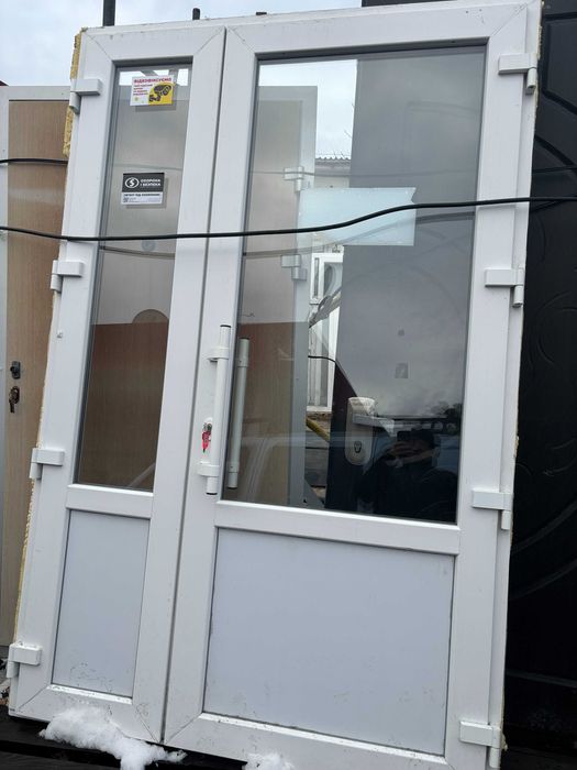 Идеальная ходная двойная металлопластиковая дверь 2500*1270