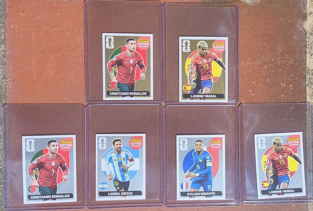 Lote Panini Extra Stickers World Cup 2026 | Ronaldo Ouro, Yamal Ouro, Messi, Mbappé