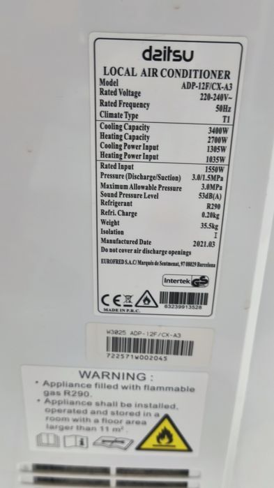 Ar Condicionado Portátil Deitsu 12000 BTU (Frio/Quente)