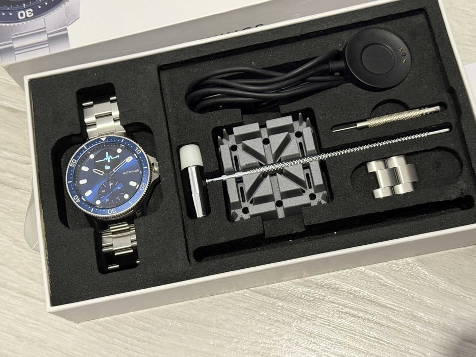 Withings ScanWatch Horizon 43mm niebieski smartwatch app