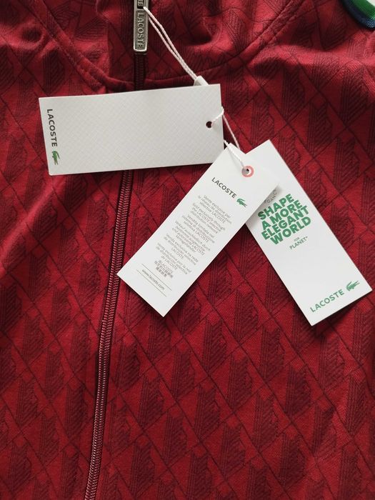 Dres męski Lacoste monogram, L, burgund, czerwony, bordo