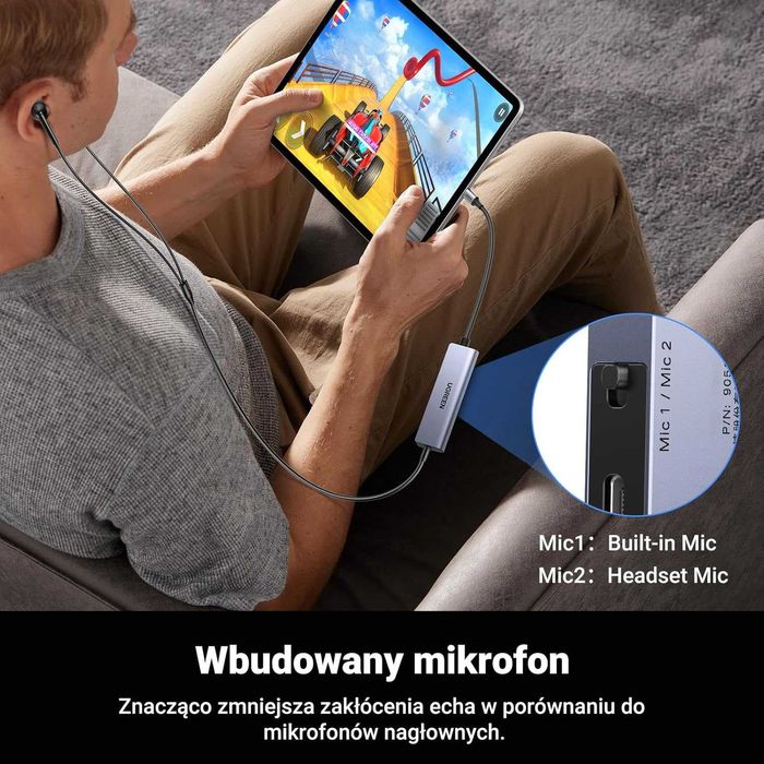 Przejściówka adapter USB C na gniazdo słuchawkowe 3,5mm UGREEN  PD 60W