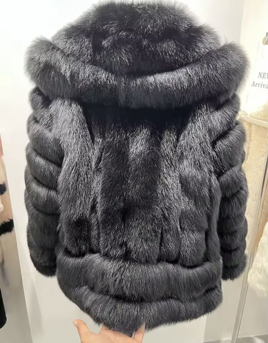 Kontantto czarne futro kurtka z lisow xs-xl