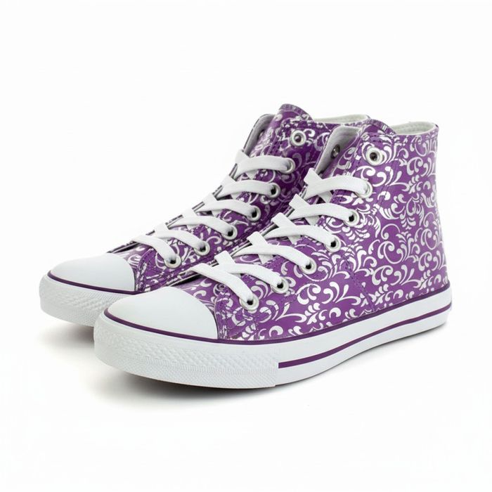 Damskie trampki wysokie fioletowe we wzory buty sportowe 6644 rozm. 37