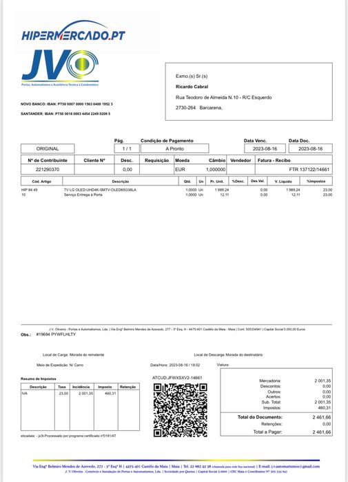 LG OLED evo G3 65” Gallery | Como Nova | Garantia LG 5 Anos