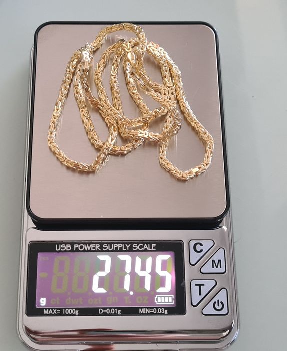 Nowy złoty Łańcuszek splot Królewski 585 ,27,45gr.60cm