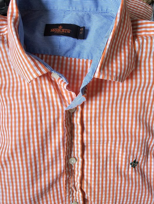 Morris Stockholm męska koszula w kratę pomarańczowa 43  XL