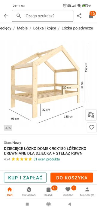 Łóżko domek z materacem