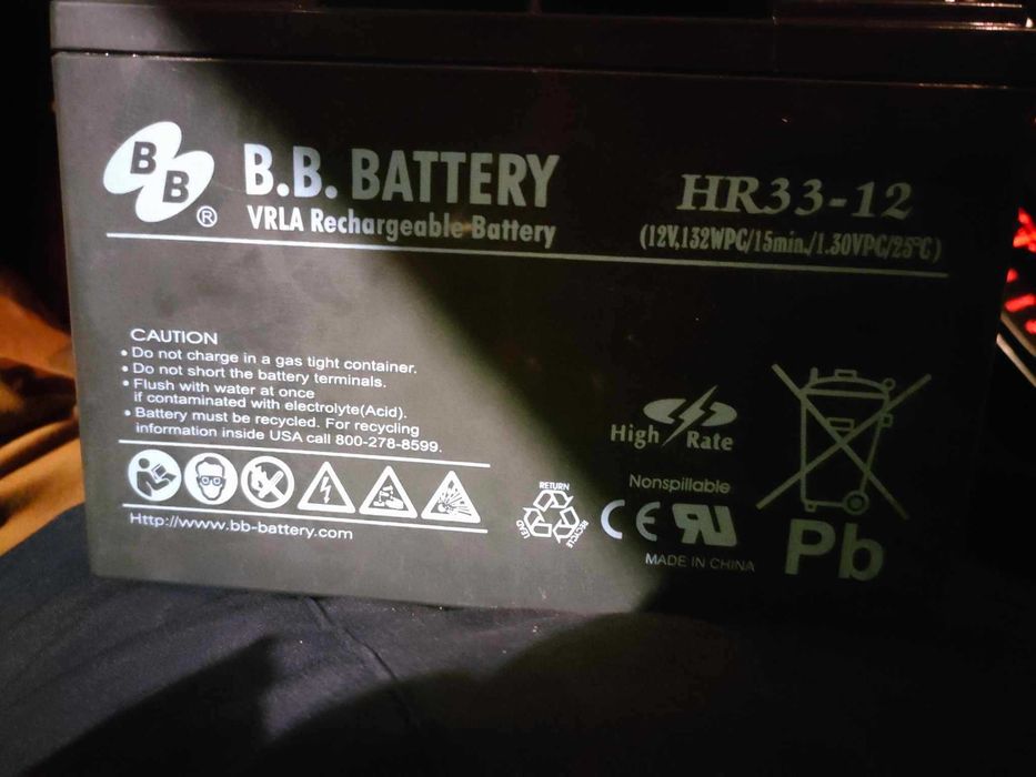 Akumulator B. B. Batery HR33-12, 31Ah, 132W, 12V, 10kg, 166x175x125 mm