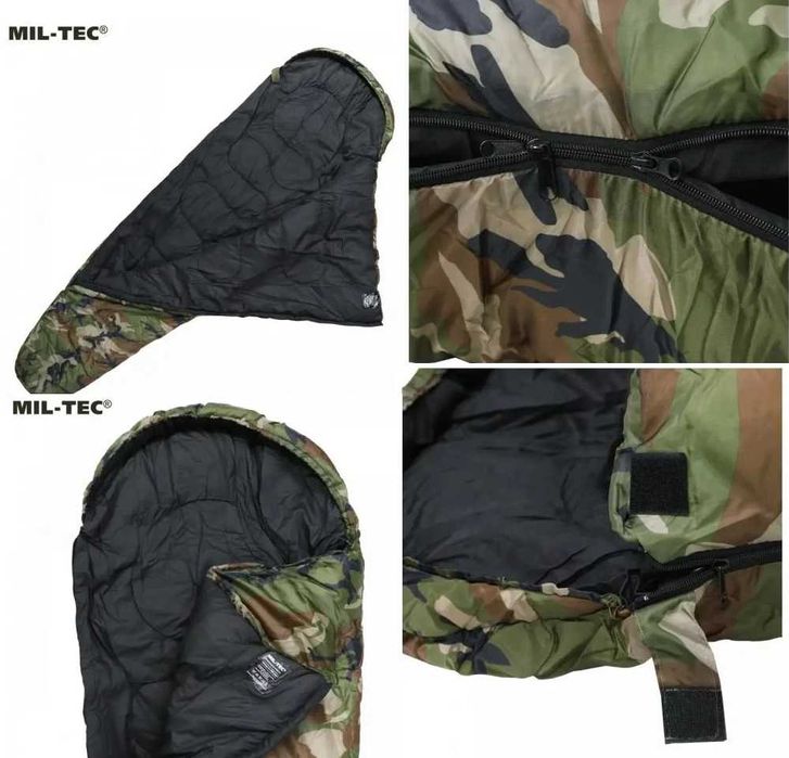 Спальник Mil-Tec кокон спальний мішок woodland двошаровий зимовий