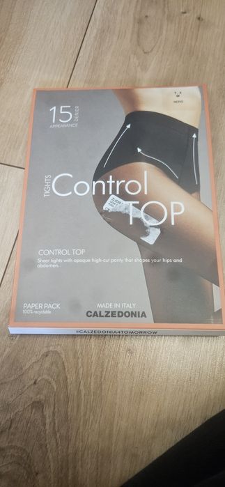 Czarne modelujace rajstopy calzedonia Control Top M 15den