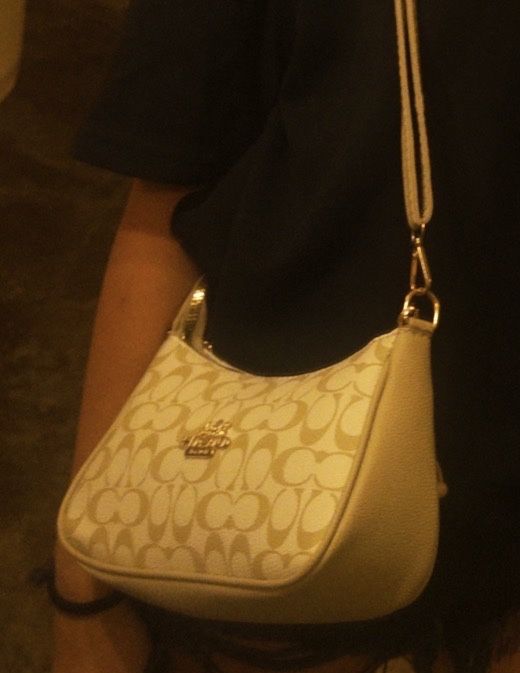 Сумка coach, біло бежева